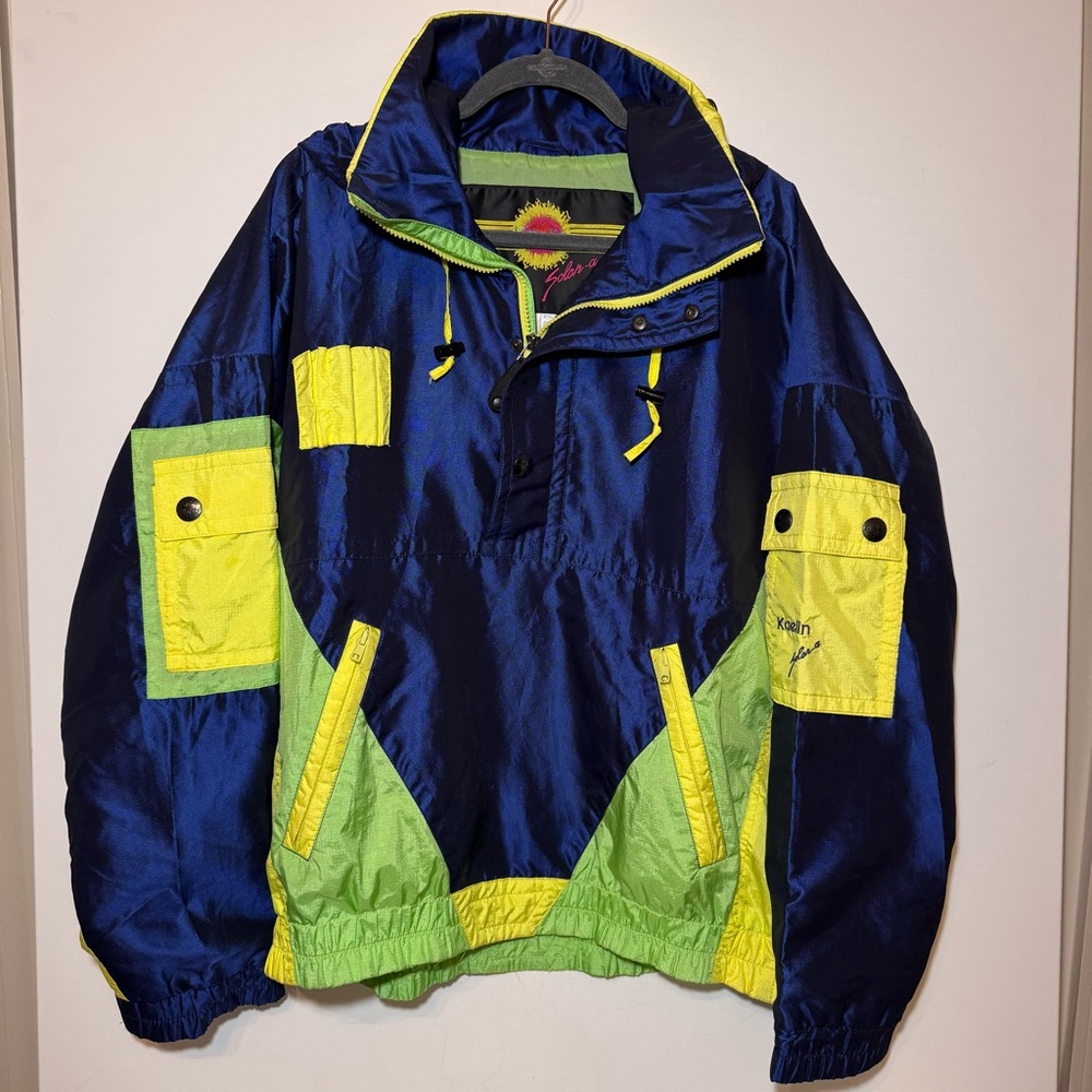 VTG KAELIN Solar-a 90s Colorblock Pullover Ski / Snowboard Jacket BLUE / LARGE